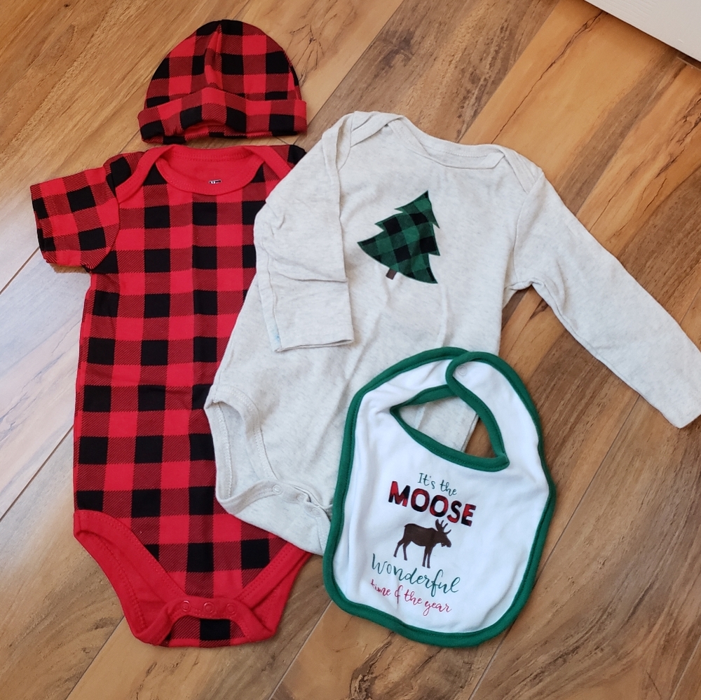 Hudson Baby Christmas Onesie Set